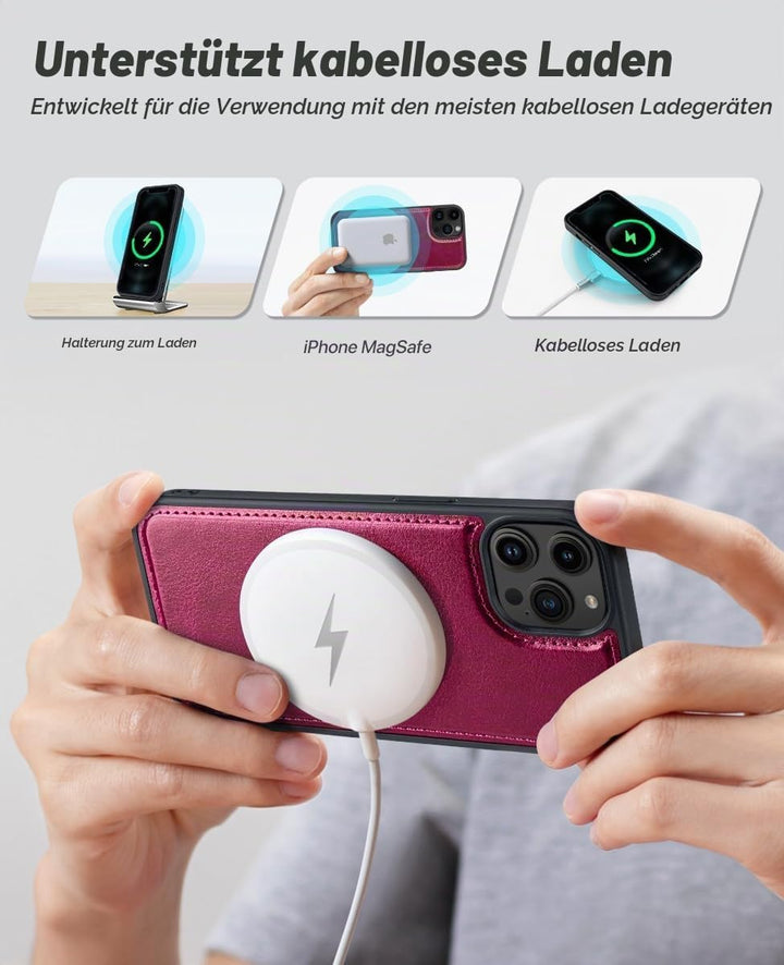 OCASE Abnehmbare Hülle Kompatibel für iPhone 12 Pro Max Burgundy | Handyhülle 2-IN-1 [Magnetische Hü