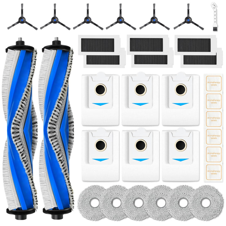 33 Stück Zubehörset für ECOVACS DEEBOT X5 Omni /X5 Pro Saugroboter, 2 Hauptbürste 6 Staubbeutel 6 Wi