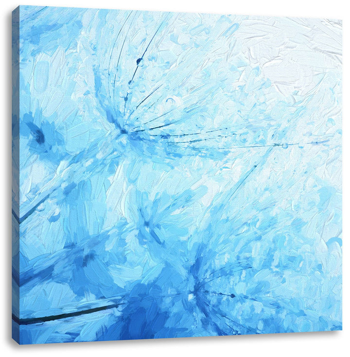 Pixxprint Tropfen bedeckte Pusteblumen Pinsel Effekt, Format: 70x70 auf Leinwand, 70x70