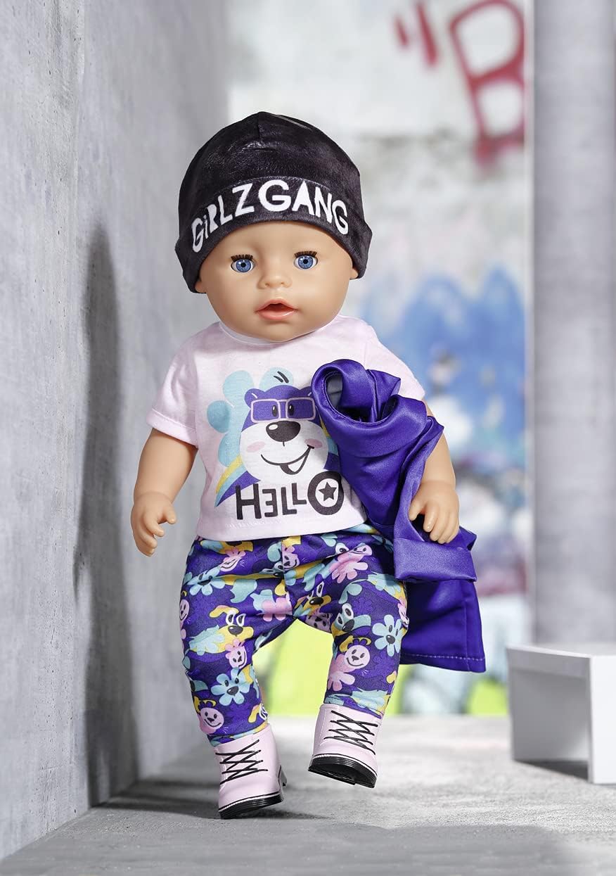 BABY born Deluxe Kalte Tage Set aus blauem Mantel, Mütze, Shirt, Leggins und Stiefeln,für 43 cm Pupp
