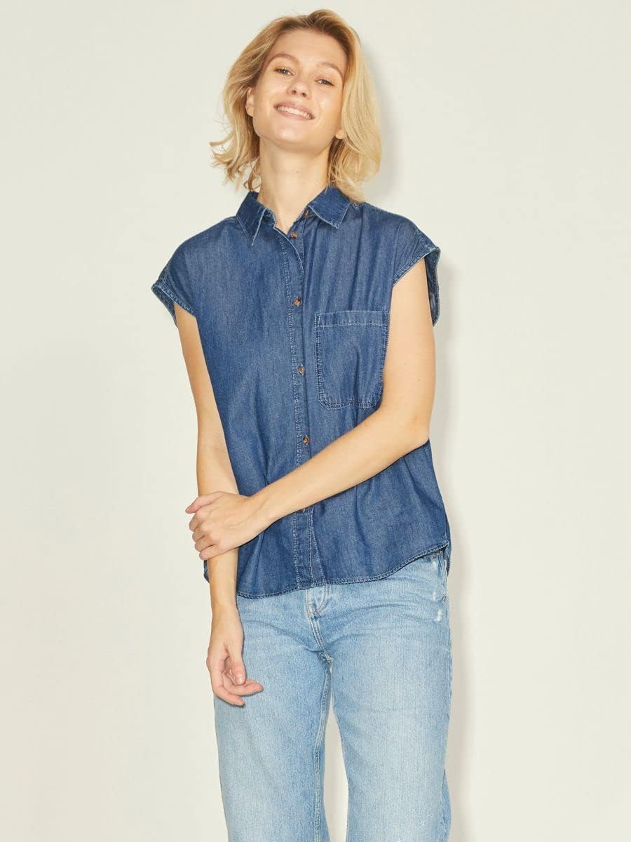 JJXX Damen Jxlayla Sl Chambray Shirt Sn Blouse S Medium Blue Denim, S Medium Blue Denim