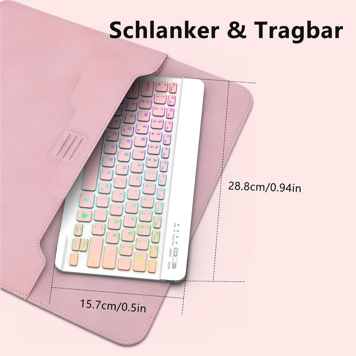 Bluetooth Tastatur – Kompatibel mit iOS, Android & Windows, für iPhone, iPad, Samsung & Co. | iPad T