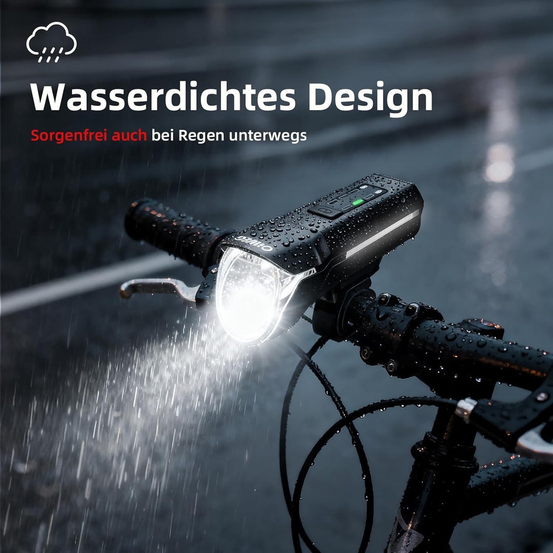 Fahrradlicht Vorne StVZO zugelassen, 4 Leuchtmodi Fahrradlampe Vorne USB-C Akku Lampe Wasserdicht IP