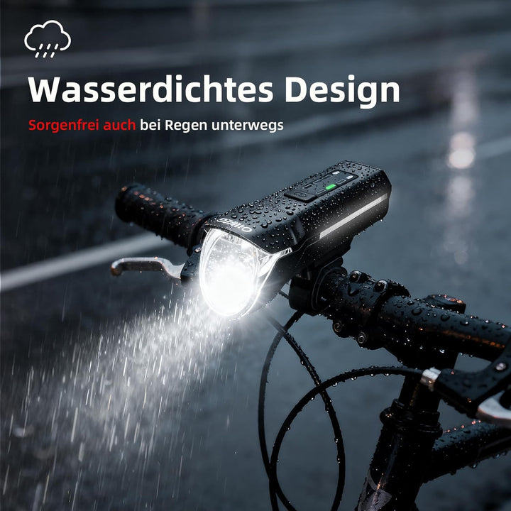 Fahrradlicht Vorne StVZO zugelassen, 4 Leuchtmodi Fahrradlampe Vorne USB-C Akku Lampe Wasserdicht IP