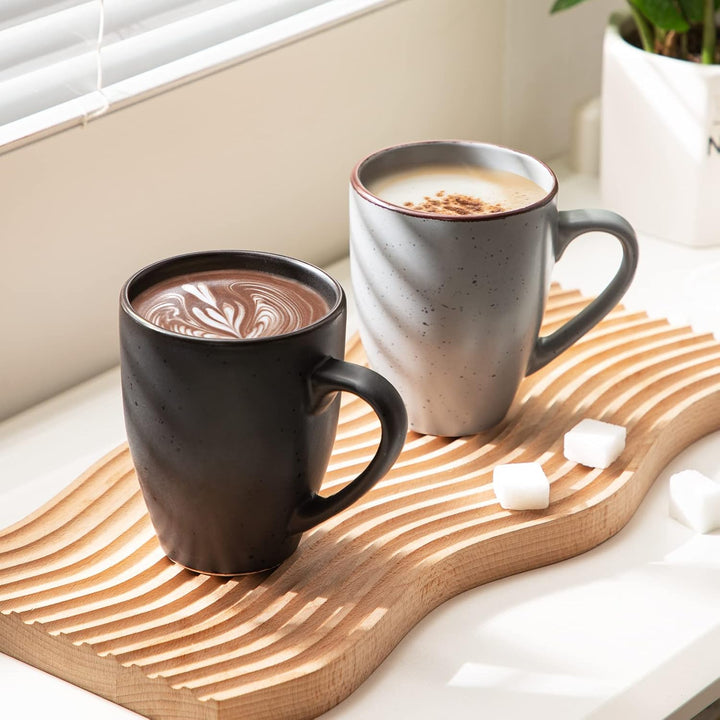 vancasso MODA Kaffeetassen set 6er, Tassen Set Steingut, 340ml Kaffeebecher mit Henkel, Espressotass