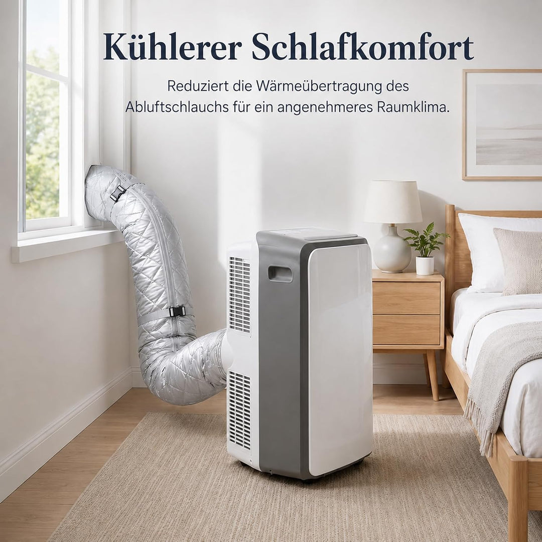 2 Stück Mobiles Klimaanlagen Schlauchschutz Hülle mit Reissverschluss &amp; 4 Schnallen, Silber Isolieru