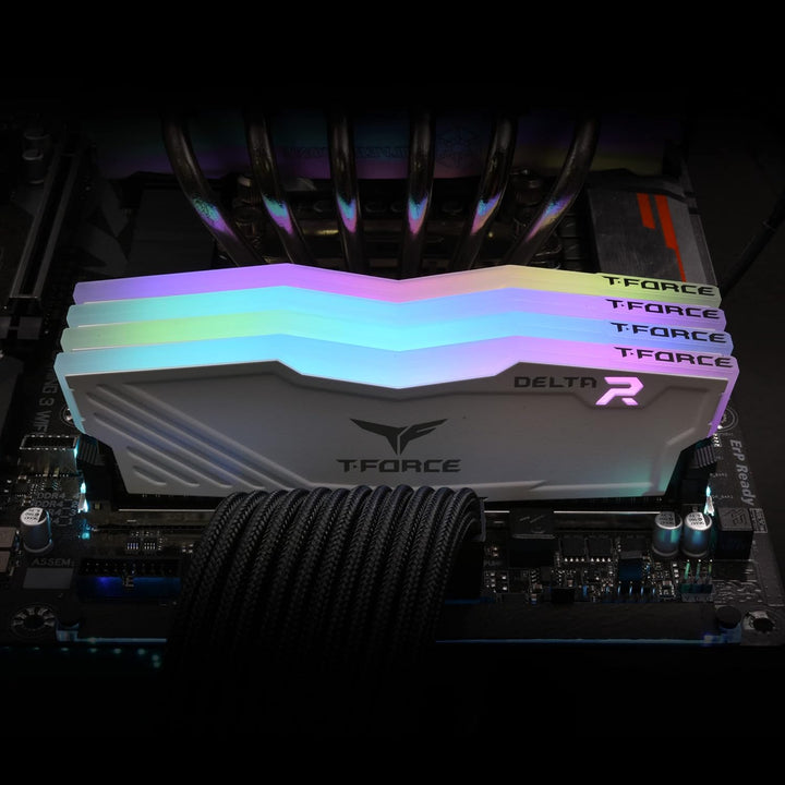 TEAMGROUP Team T-Force Delta RGB DDR4 Gaming Memory, 2 x 8 GB, 3600 MHz, 288 Pin DIMM, White 16GB (8