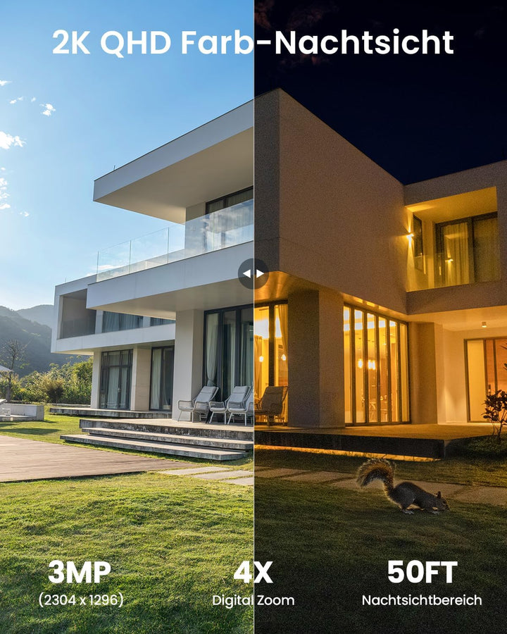 ieGeek 2K Überwachungskamera Aussen Akku, 2.4Ghz überwachungskamera Aussen Solar mit Built-In Solarp