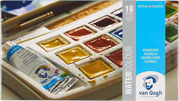 Royal Talens Van Gogh Aquarellfarbe, Stück, 18 + 2 Allgemeine (Kunststofftasche), La moitié Pan + 10