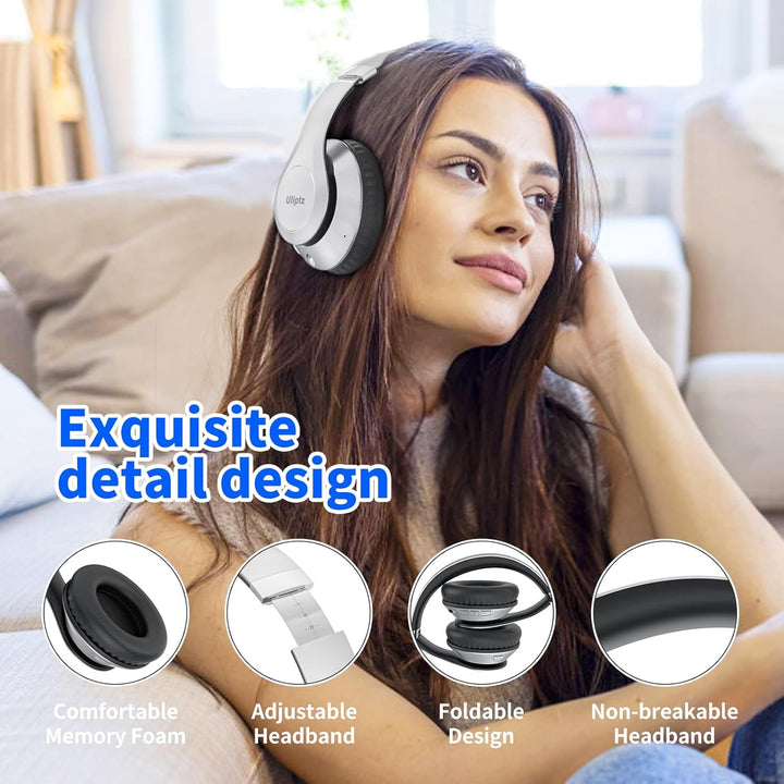 Uliptz Bluetooth Kopfhörer Over Ear, 65 Stunden Spielzeit Kopfhörer Kabellos 6 EQ-Modi, HiFi-Stereo
