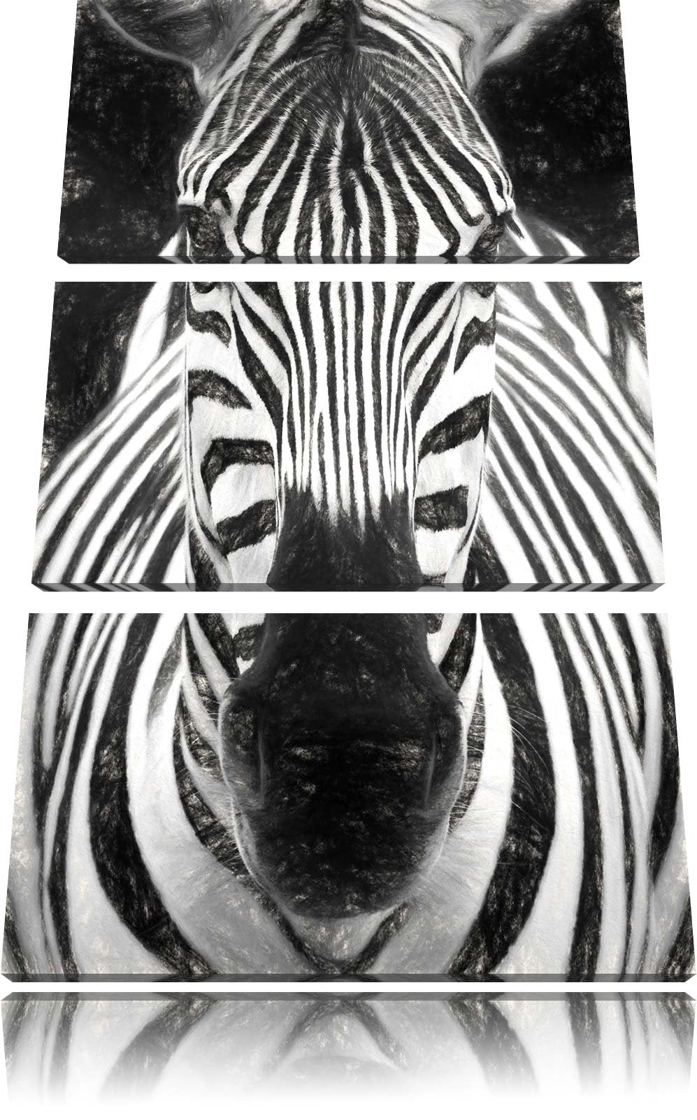 Dark Zebra Porträt Spezial 3-Teiler Leinwandbild 120x80 Bild auf Leinwand, XXL riesige Bilder fertig
