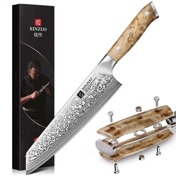 XINZUO Damaststahl 21cm Kiritsuke Kochmesser -Schärfe und Haltbarkeit Damaszener Stahl Küchen Chefme