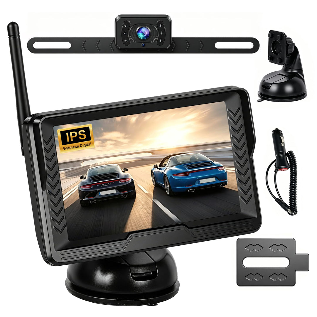 Hikity 5 Zoll AHD IPS Display, Kabelloses Rückfahrkameraset für Zahlreiche Fahrzeugmodelle, wasserdi