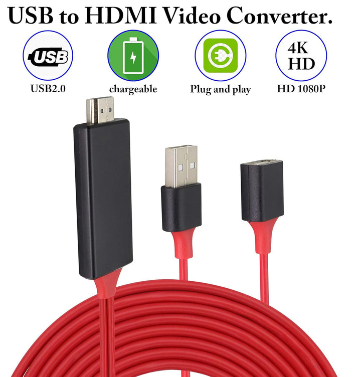 1080P/60Hz 2,4G HD HDMI-Männlich auf 2 USB-Weiblich/Männlich Kabel,Telefon und Tablet-Computer HDMI-