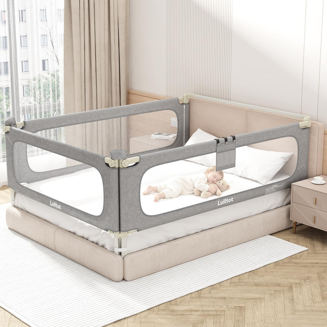 Bettgitter Rausfallschutz 3-seitig 180x200cm mit Spaltfüllstäbe | U-förmige Stabilstangen, Höhenvers