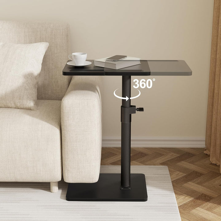 Couch Beistelltisch - 360° schwenkbarer höhenverstellbar Couchtisch/Holz Sofatisch,Sofa Armlehne Tab