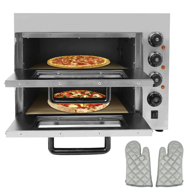 Kommerzieller Elektrischer Pizzaofen 2-lagig 50-350℃ Backofen Pizzaofen, 3000W Mehrzweck-Pizzamaker