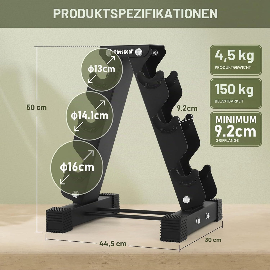 PhysKcal Kurzhantel Rack,Hantelablage für Kurzhanteln, Ablage für Hanteln aus Strapazierfähiger Stah