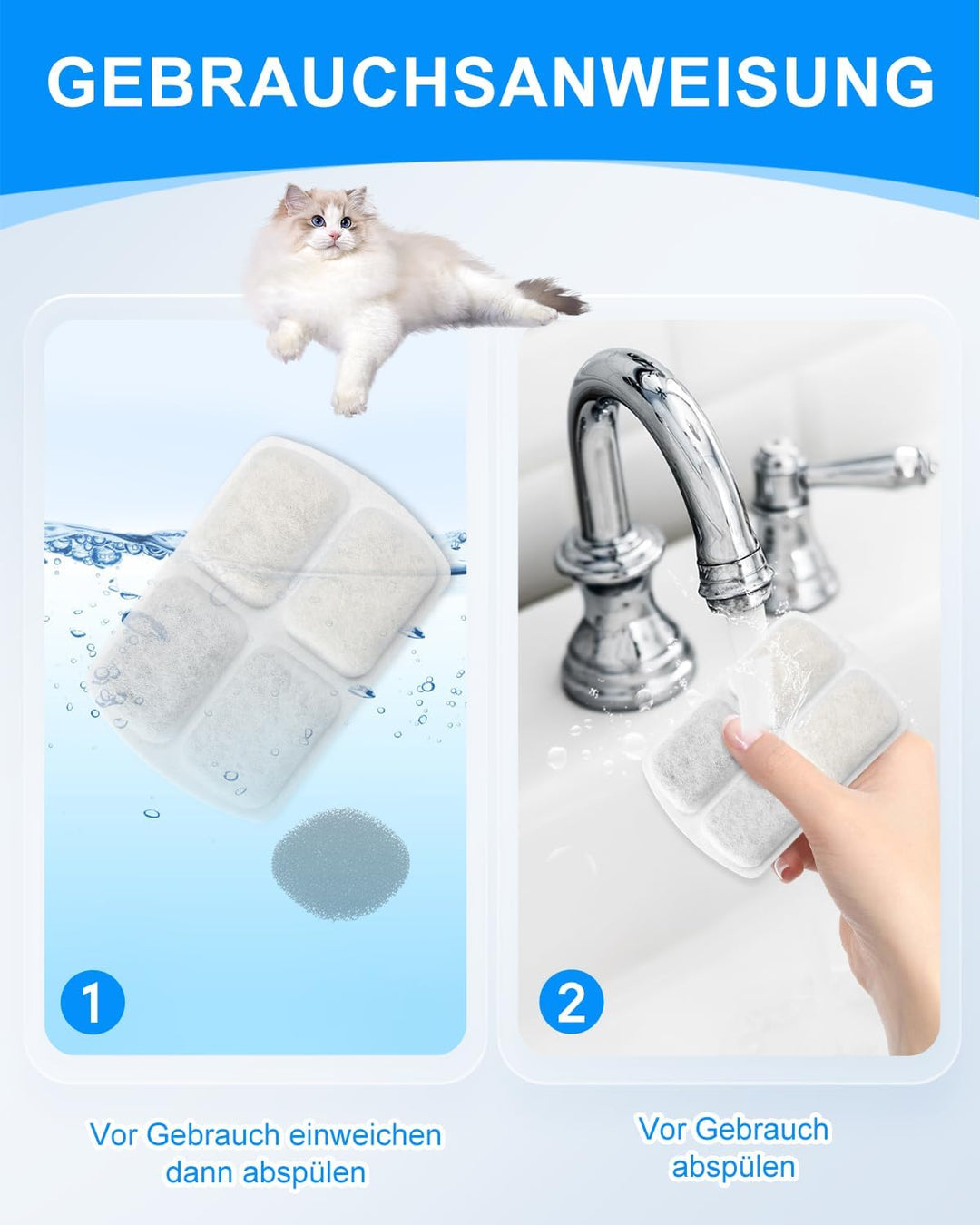 12+12 StückTrinkbrunnen für FEELNEEDY 8L Edelstahl Katzenbrunnen FN-W18, 12 Pack Ersatzfilter Aktivk