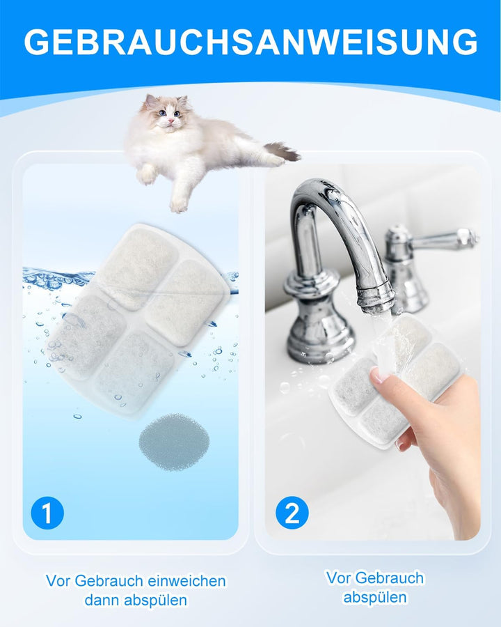 12+12 StückTrinkbrunnen für FEELNEEDY 8L Edelstahl Katzenbrunnen FN-W18, 12 Pack Ersatzfilter Aktivk