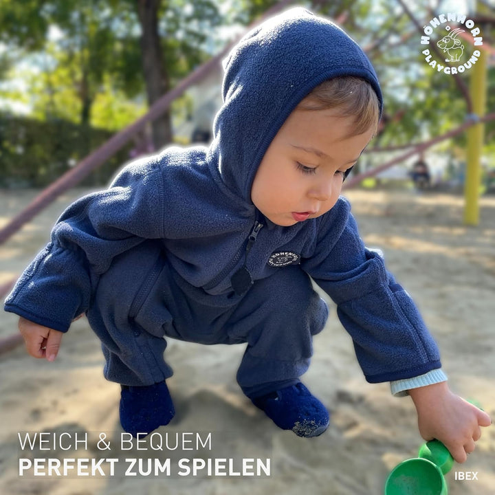 Höhenhorn Ibex Baby Fleece Overall Winter Herbst Strampler Kleinkind mit Kapuze 62 Dunkelblau, 62 Du