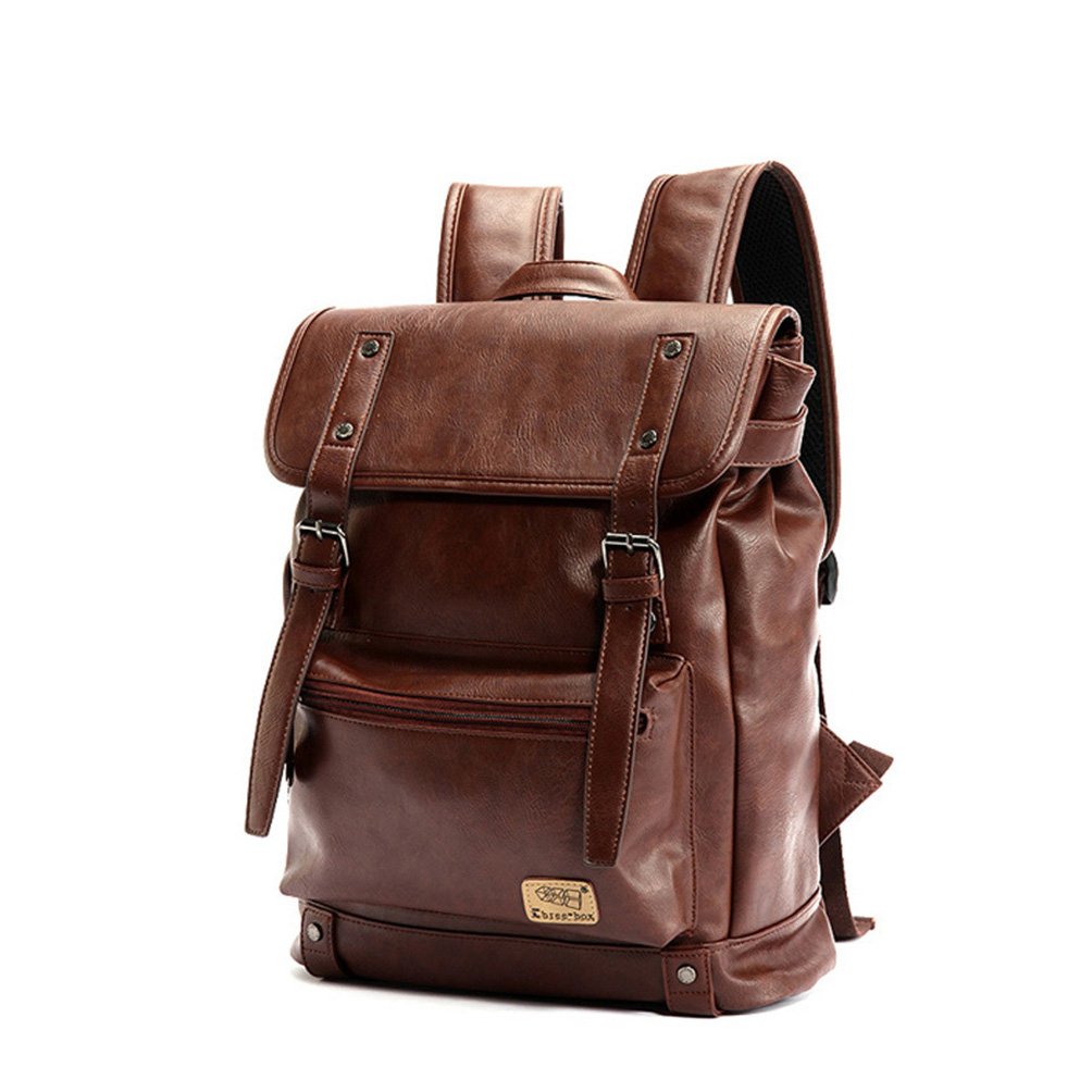 YFbear Daypacks Rucksäcke Kunstleder mit grosser Kapazität Vintage Schulranzen Schultasche Laptop-Ru