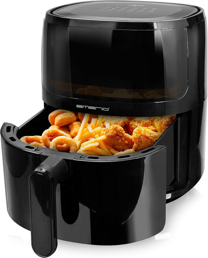 Emerio AF-129329.3 AirFryer, digitale Heissluftfritteuse mit Sichtfenster, 5 l Volumen, 1500 W, Schw