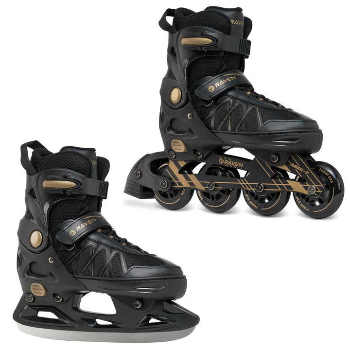 Raven 2in1 Verstellbare Inlineskates-Eishockey Expert mit Triple-Vent-System, Carbon Abec7 Kugellage