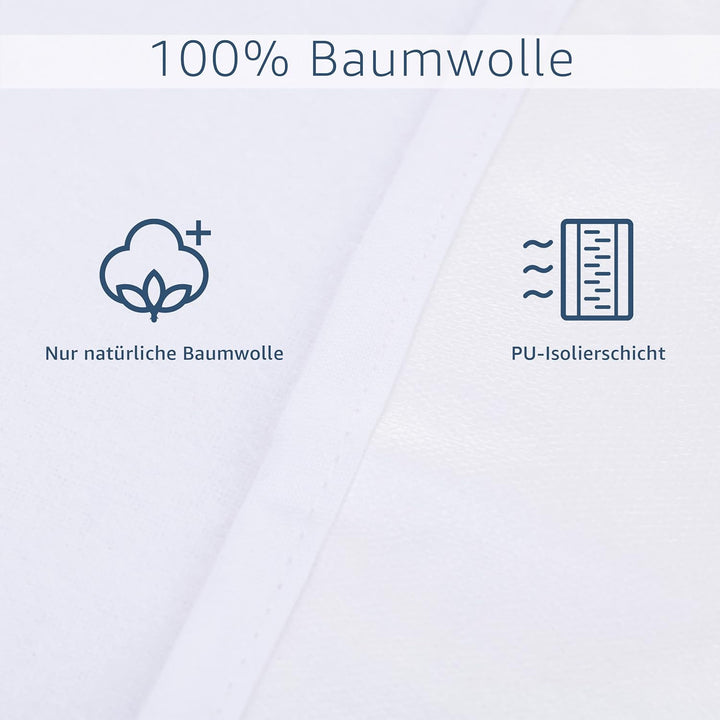 Amago - Matratzenschutzauflage, Vorders: 100 prozent Baumwolle, Rücks: PU Membrane, 180 x 200 cm - W