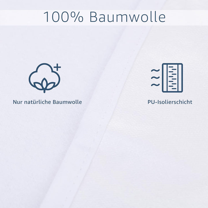 Amago - Matratzenschutzauflage, Vorders: 100 prozent Baumwolle, Rücks: PU Membrane, 200 x 200 cm - W
