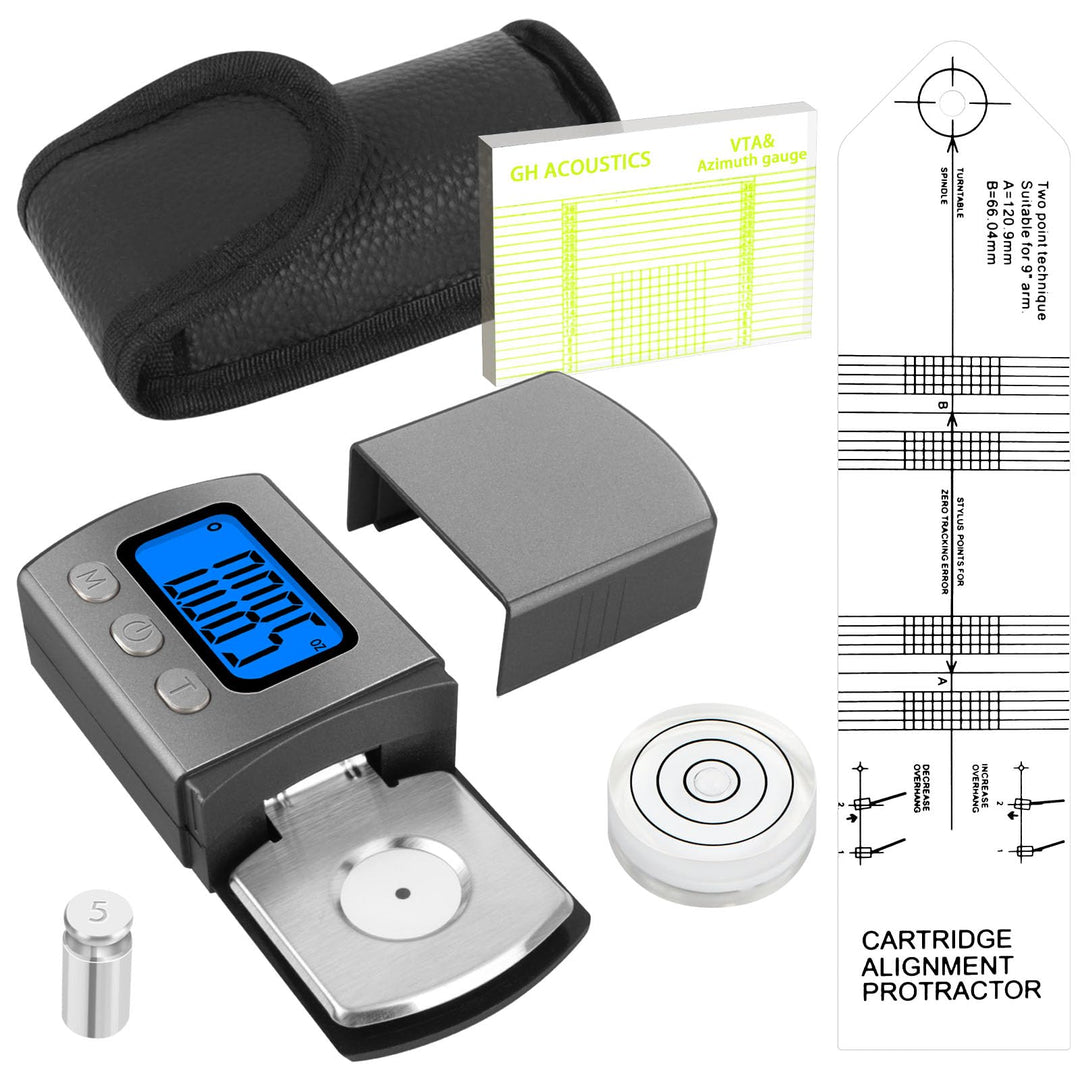4PCS Justier und Einstellungsset zur Plattenspieler, mit Digitaler Tonarmwaage Digitale Turntable, A