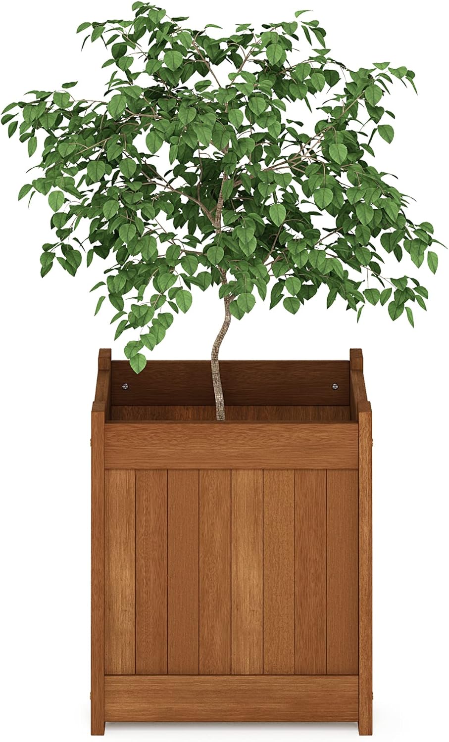Furinno Tioman Blumenkasten in Teaköl, braun, 39,12 x 39,12 x 44,96 cm Garten, Garten