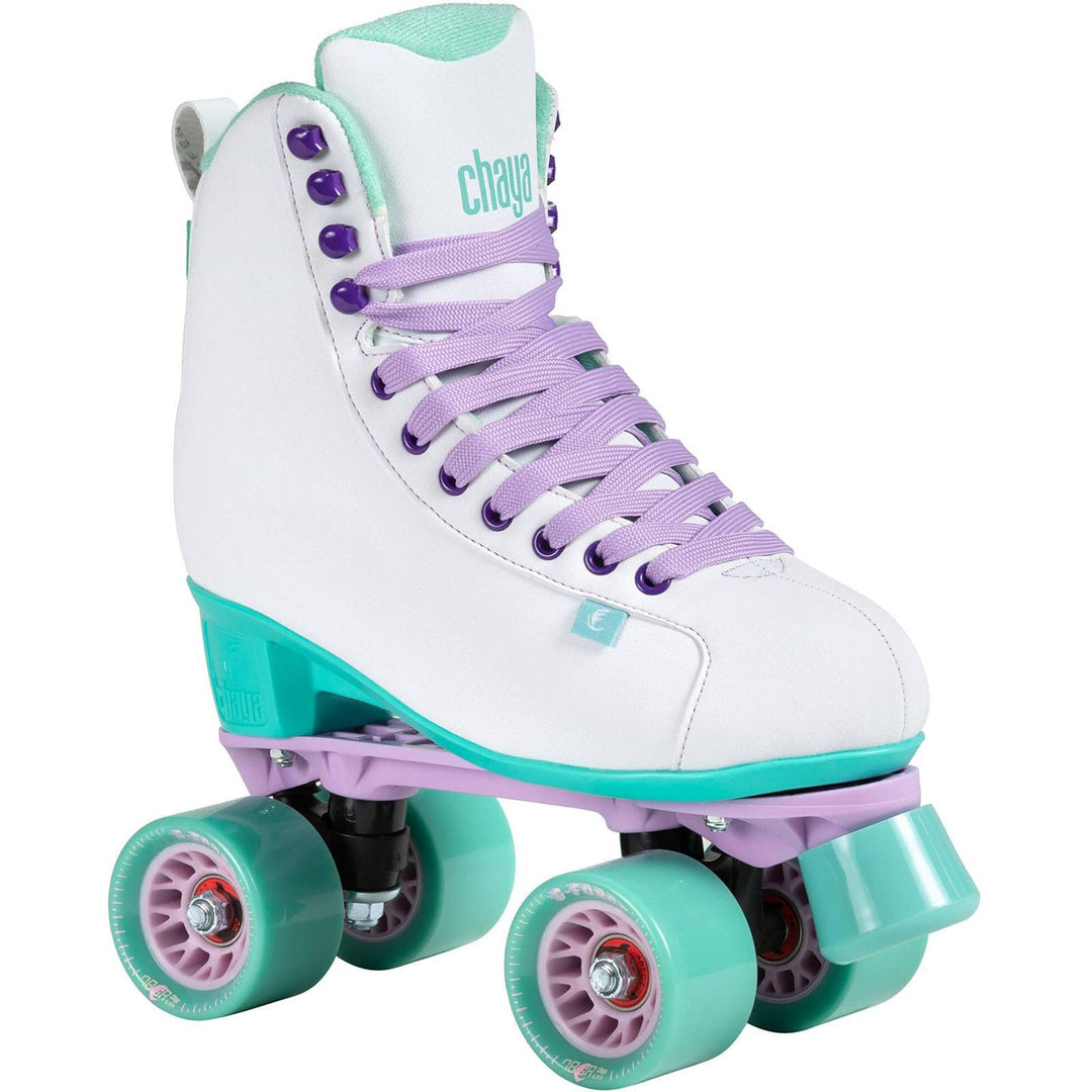 Chaya Roller Skates Melrose White für Damen in Weiss/Grün, 61mm/78A Rollen, ABEC 7 Kugellager, Art.
