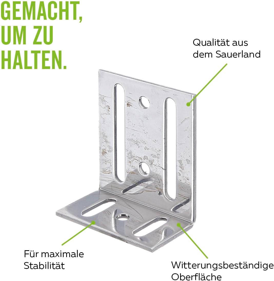 Alberts 851835 Verstellwinkel | mit Langloch | Edelstahl | 35 x 75 x 65 mm | 10er Set, Edelstahl