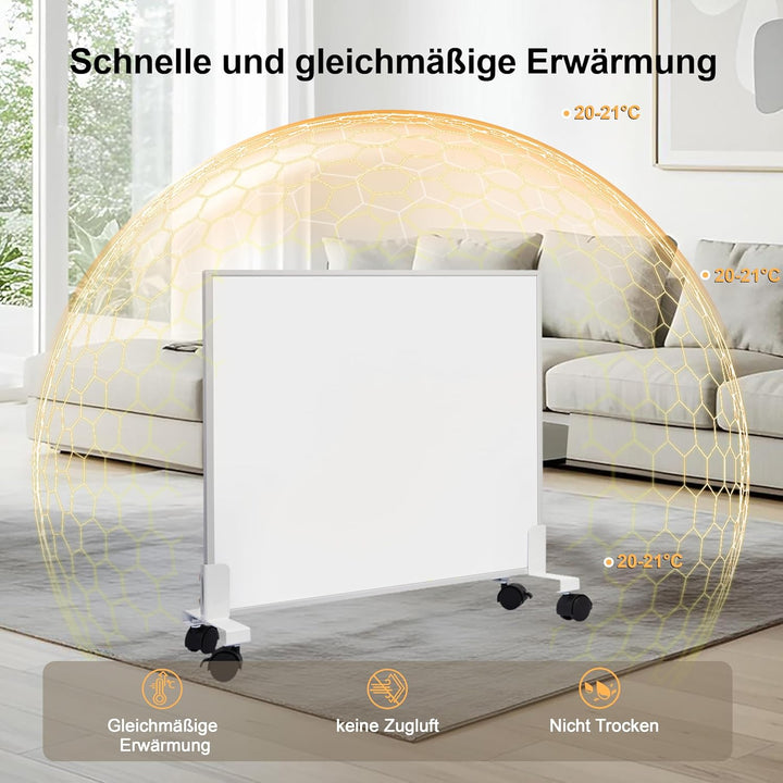 Infrarotheizung Standgerät 350W mit Smart Thermostat, Infrarot Wandheizung–Mobiler Energiesparender