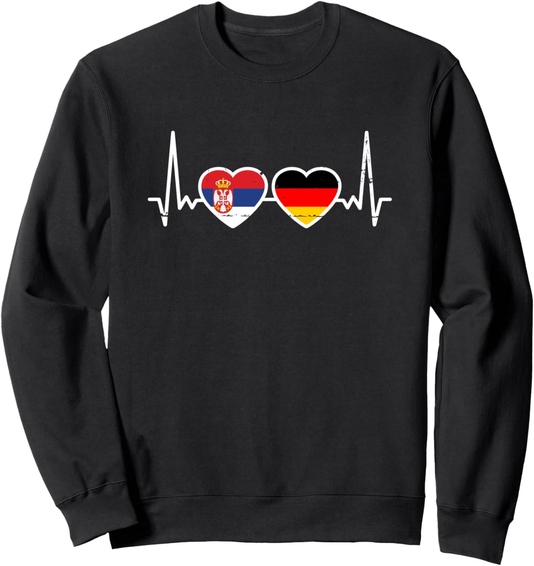 Serbien Deutschland Herzschlag Flagge Deutsch Serbe Sweatshirt