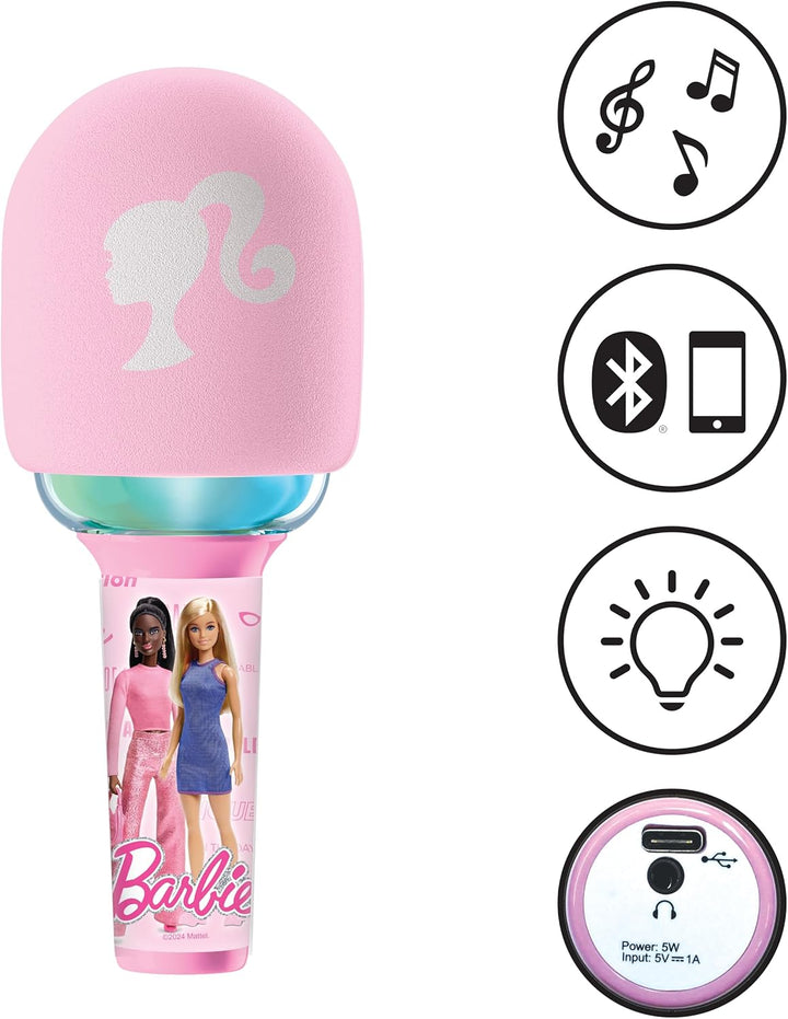 Lexibook, Barbie, Kabelloses Mikrofon mit Lautsprecher und Lichtern, 4 Stimmmodifikatoren, Mehrfarbi
