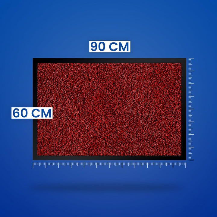 Hochwertige Fussmatte Rot 60x90 gross für Innen & Aussen - Schmutzfangmatte rutschfest, waschbar & w
