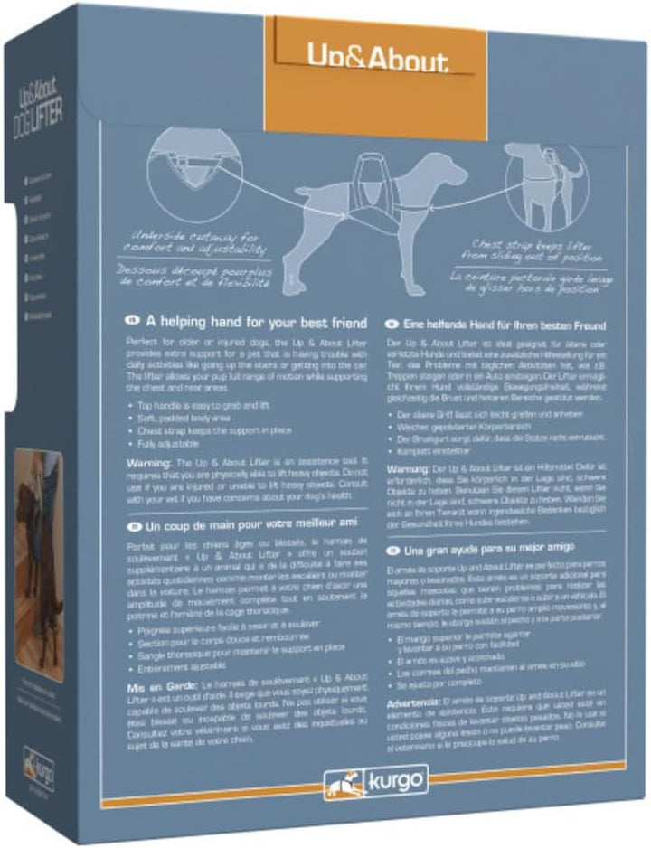 Kurgo Up and About Hebegeschirr für Hunde, ergonomisches Design, Hilft dem Hund beim Treppensteigen
