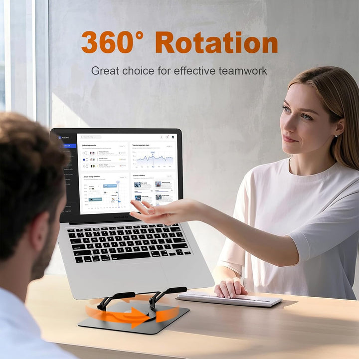 GRIFEMA Laptop Ständer mit 360 Drehbarer Basis, Höhenverstellbar, Belüfteter, Faltbarer Laptop Stand