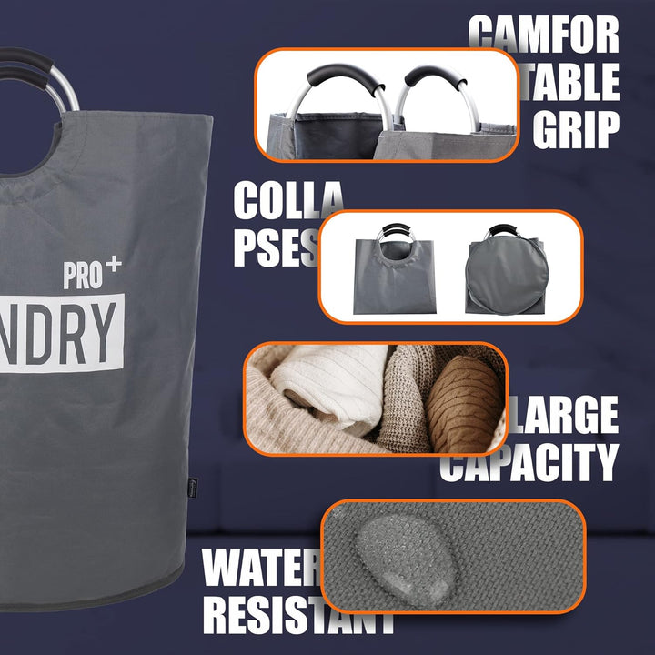 Caroeas 150L Grosser Wäschekorb (8 Farben), Wasserdichter Wäschebehälter, Wäschesammler mit gepolste