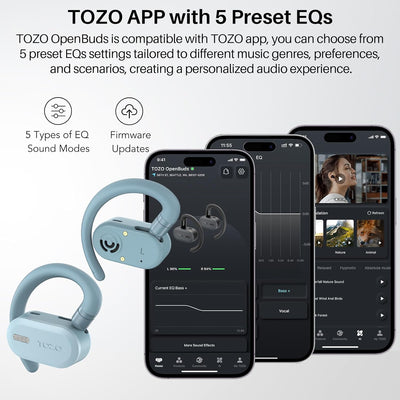 TOZO O2 Open Ear Kopfhörer 5.3 Bluetooth Kopfhörer mit DSP Noise Cancelling, 42 Std Kabellose Kopfhö