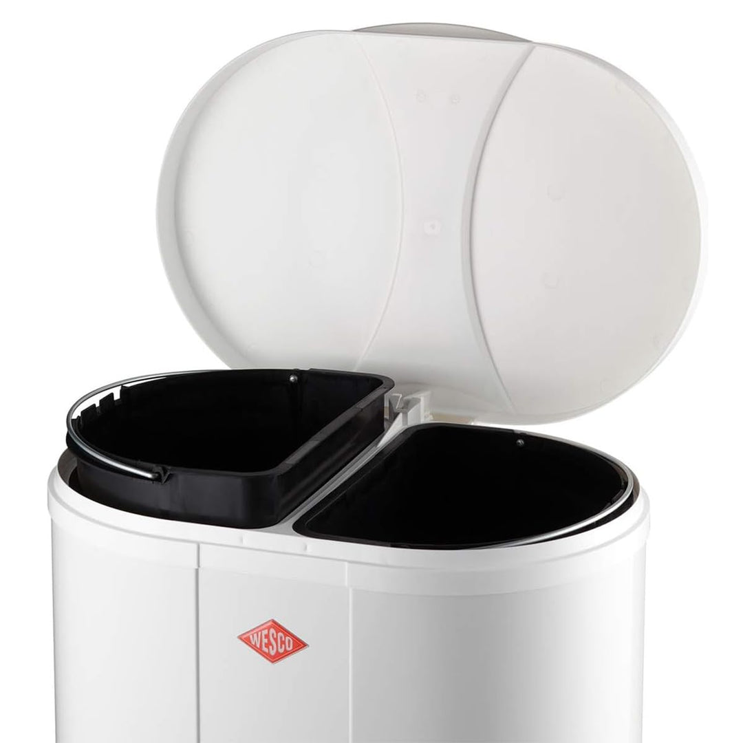 Wesco Ökosammler 170 in der Farbe schwarz, pulverbeschichtetes Stahlblech, zwei getrennte 15 Liter E