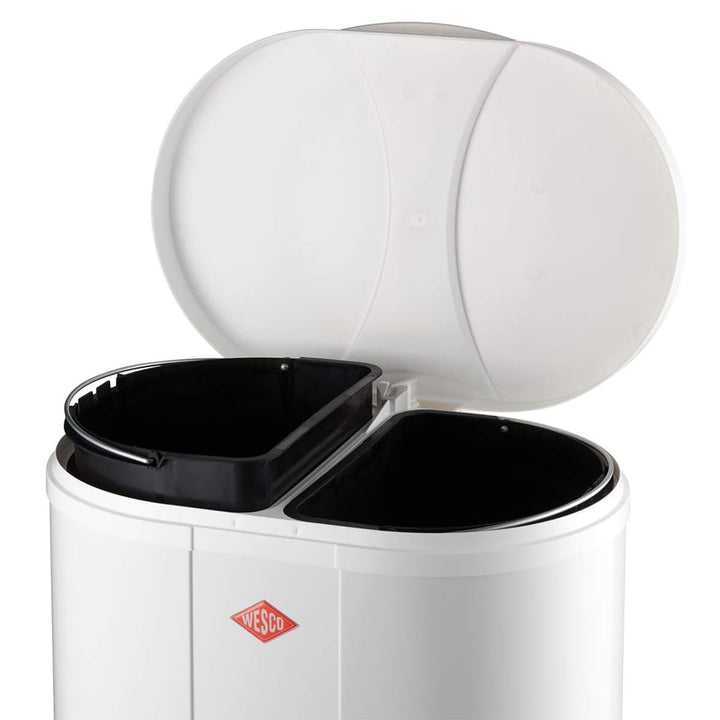 Wesco Ökosammler 170 in der Farbe schwarz, pulverbeschichtetes Stahlblech, zwei getrennte 15 Liter E