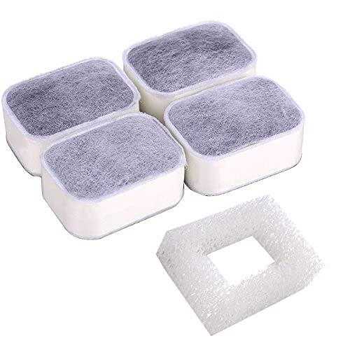 Yosoo 4 Aktivkohlefilter und 1 Schaumfilter für Wasserspender für Haustiere, BPA frei