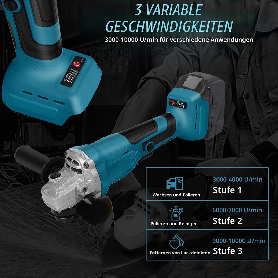 Akku Winkelschleifer Kompatibel mit Makita 18V Lithium-Akku, Bürstenloser Elektro Winkelschleifer mi