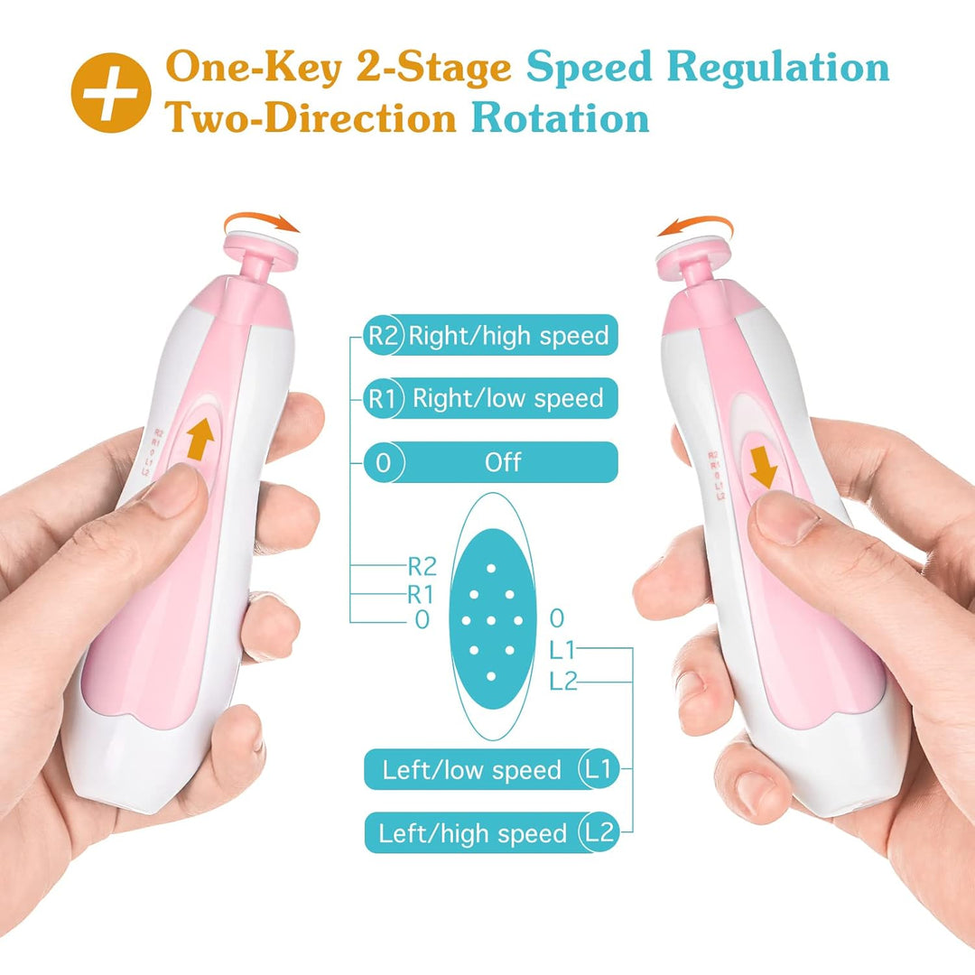 Zooawa Baby Nagelknipser 20 in 1, Elektrischer Baby Nageltrimmer, Nagelfeilen Set mit 12 Ersatzpads,