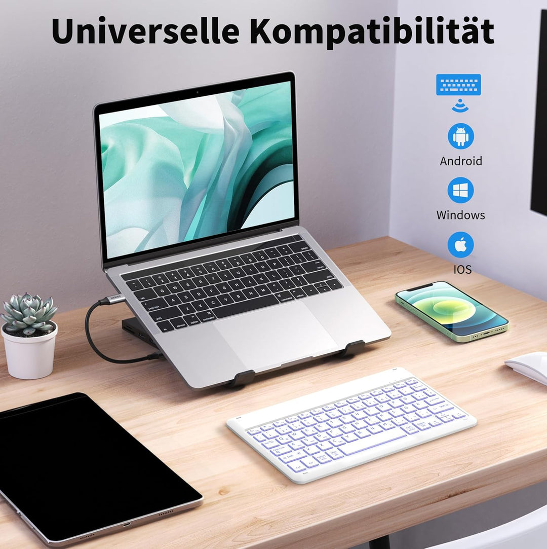 EasyAcc Bluetooth Tastatur, Tastatur kompatibel iPad Air/iPad Pro/iPad 10/10.2/9.7/Samsung/Android,