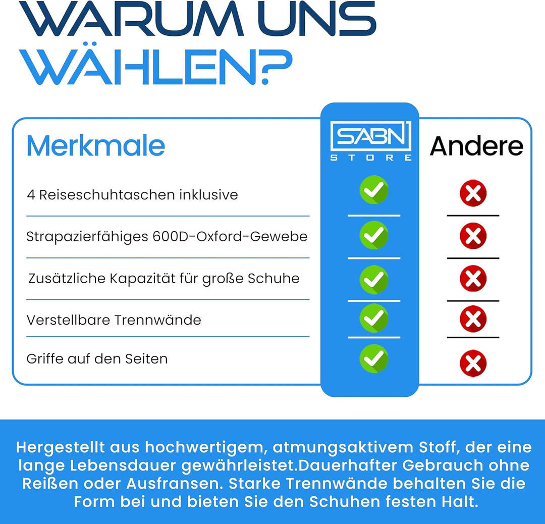 Organizer für Schuhe, inklusive 4 Schuhtaschen, Schuhaufbewahrung für Schrank, Schuhboxen, Schuhboxe