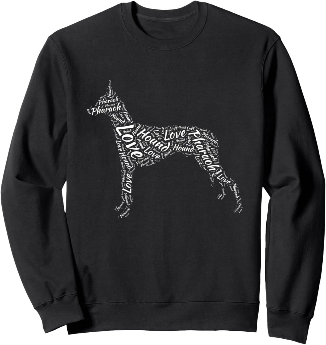 Liebe Pharao Hund Hund Silhouette Wort Wolke Haustier Sweatshirt